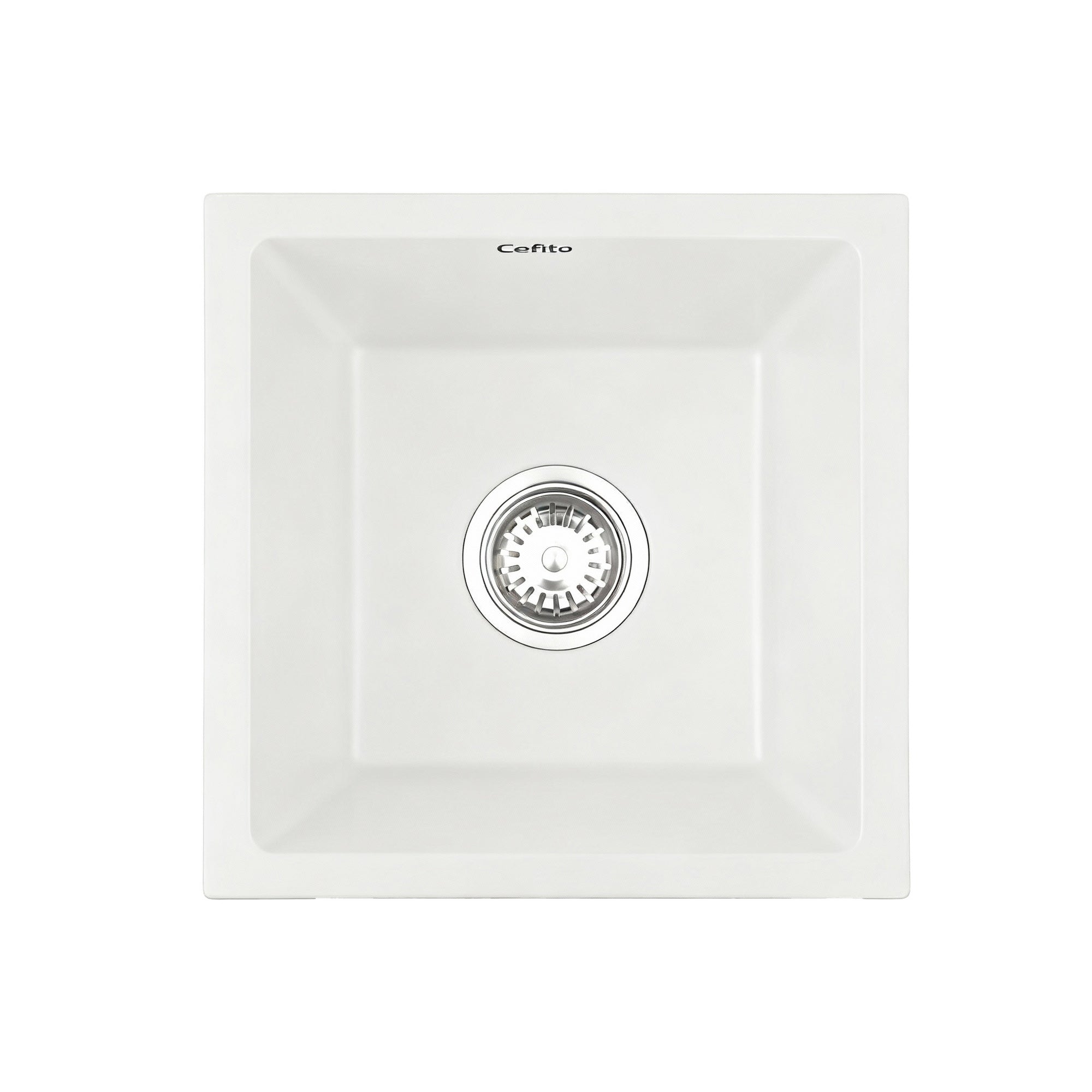 Cefito Kitchen Sink 38x38cm Granite Stone Sink Single Bowl White