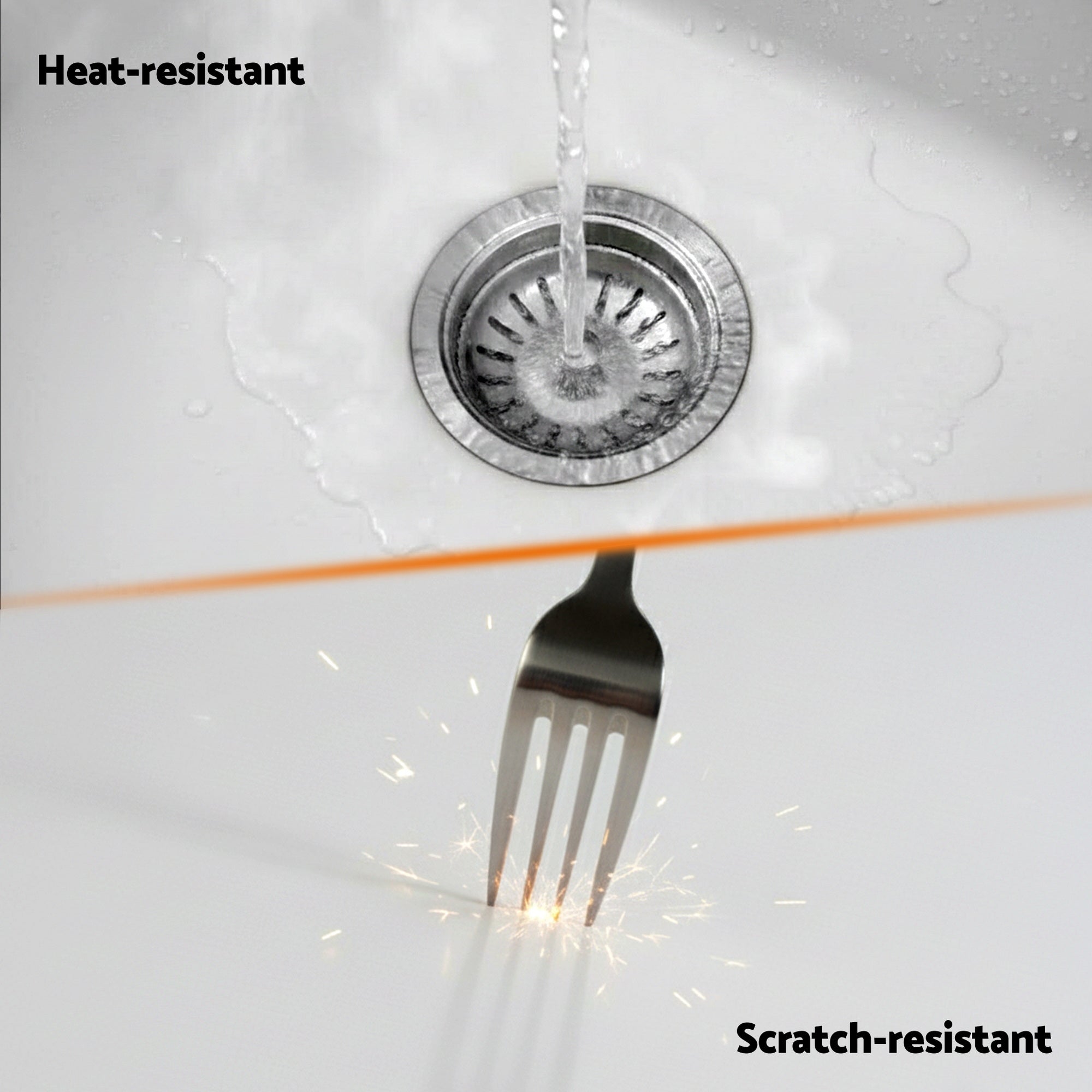 Cefito Kitchen Sink 38x38cm Granite Stone Sink Single Bowl White