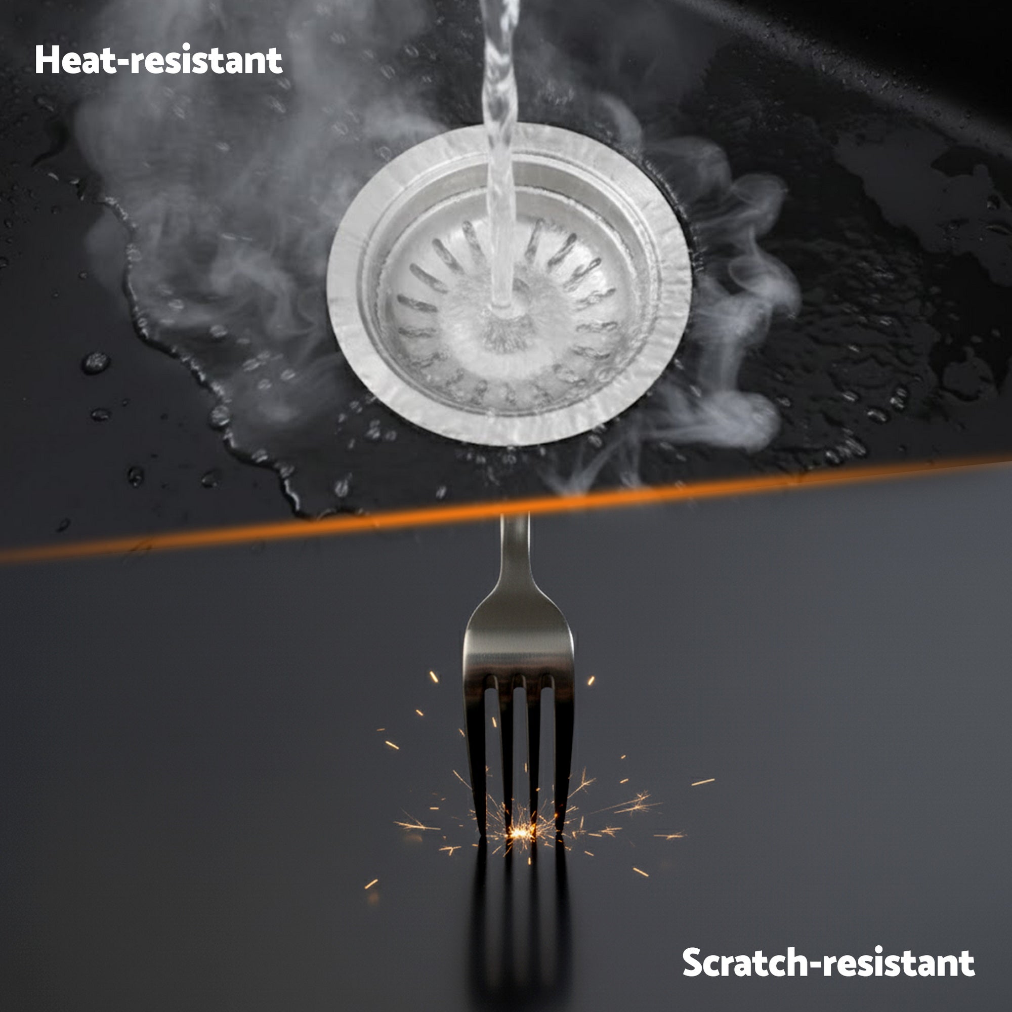 Cefito Kitchen Sink 45x45cm Granite Stone Sink Single Bowl Black