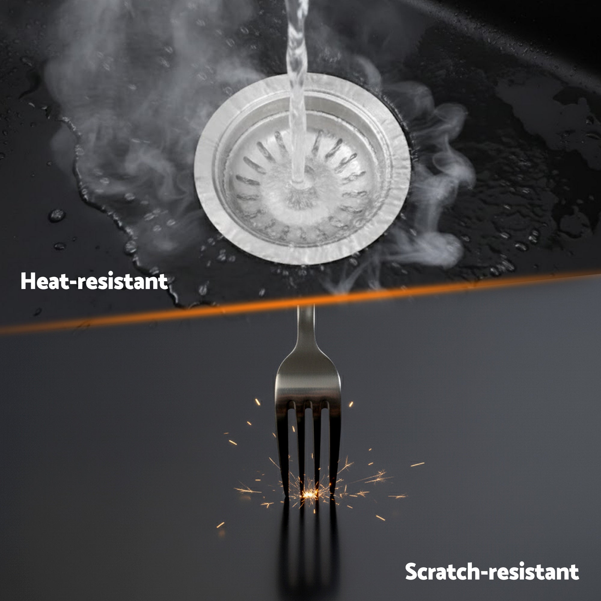 Cefito Kitchen Sink 55x45cm Granite Stone Sink Single Bowl Black