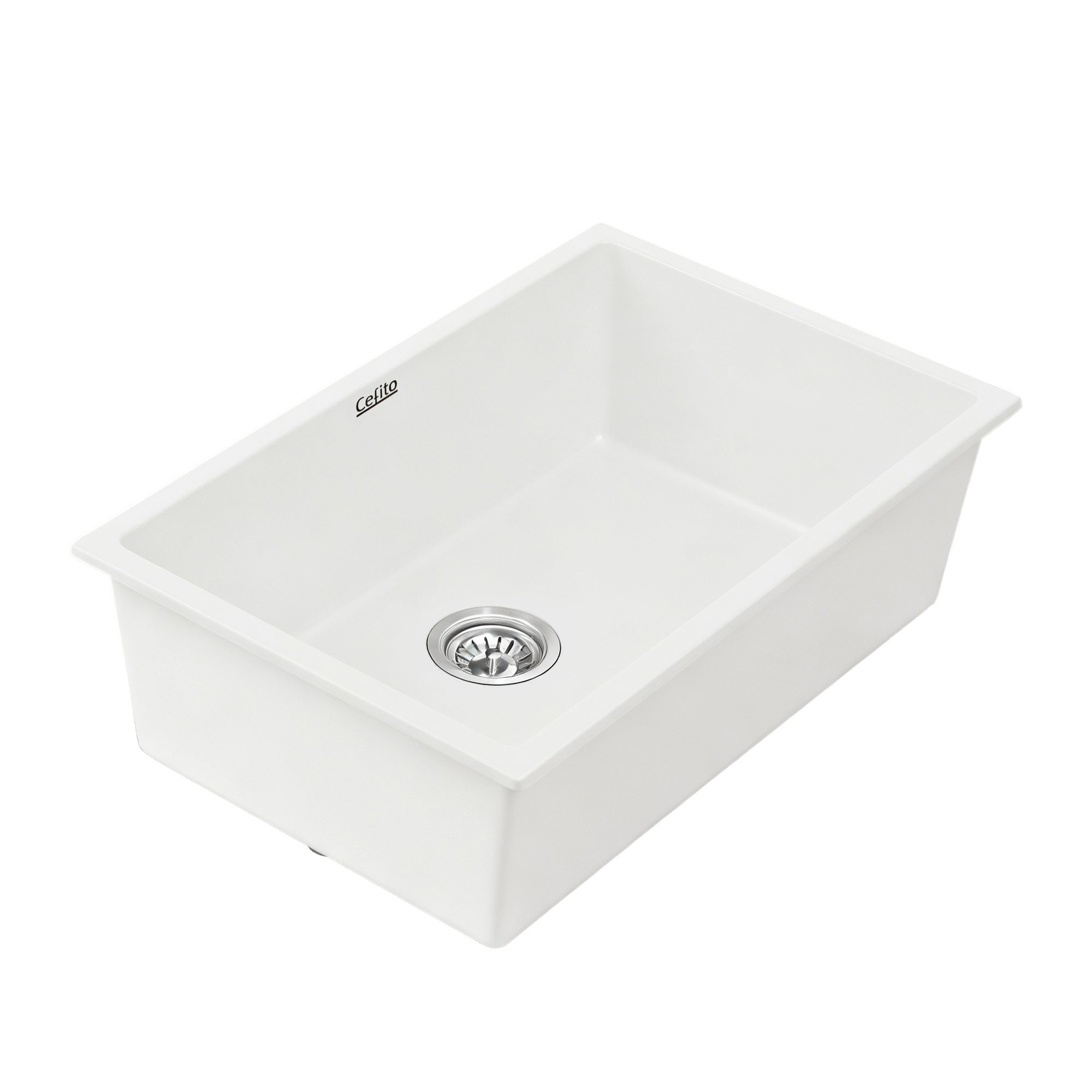 Cefito Kitchen Sink 70x45cm Granite Stone Sink Single Bowl White