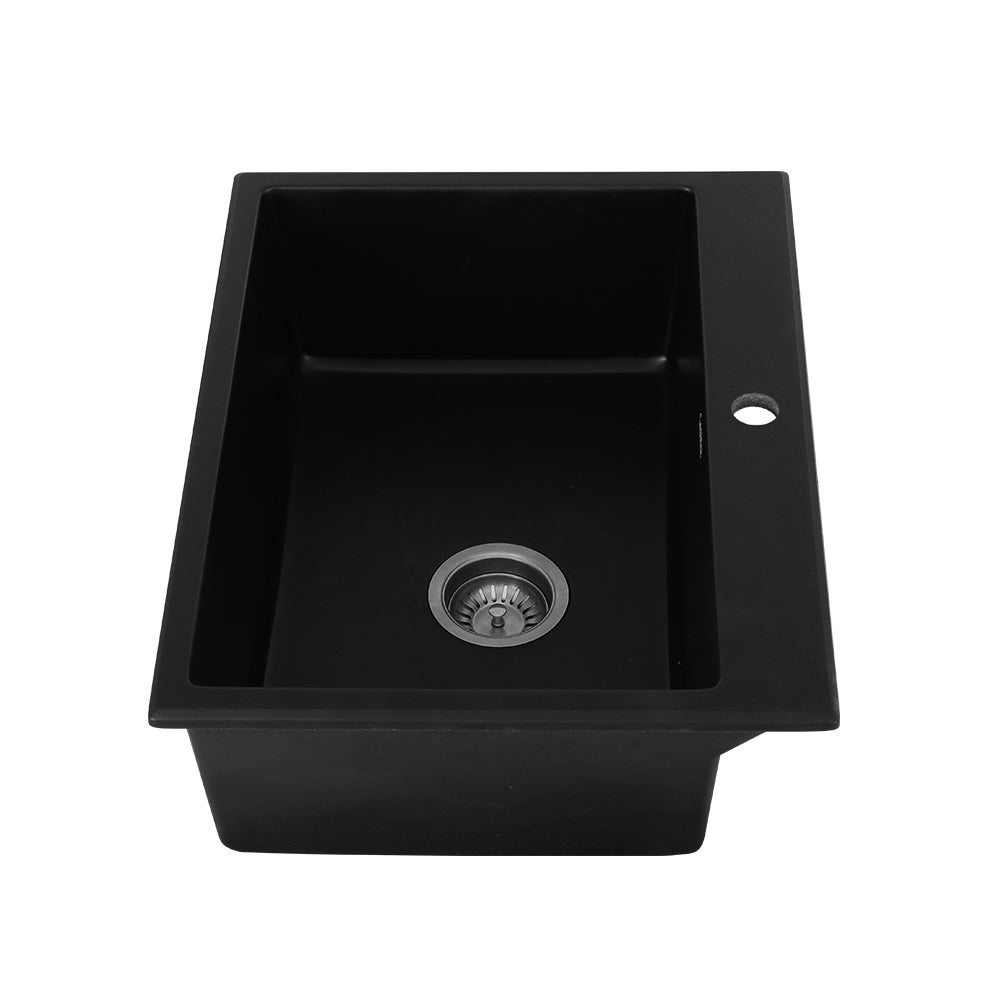 Cefito 600mm Granite Kitchen Sink Single Bowl Black