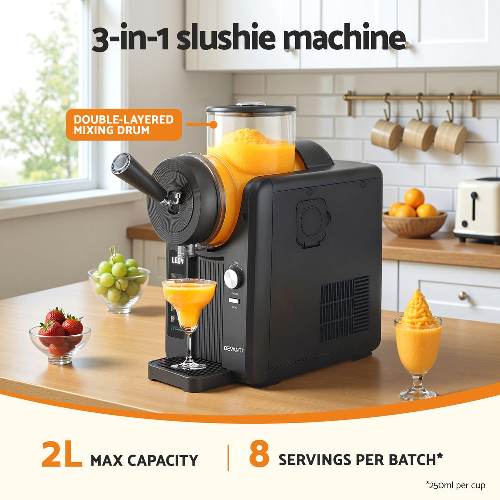 Devanti 2L Slushie & Ice Cream Maker Black