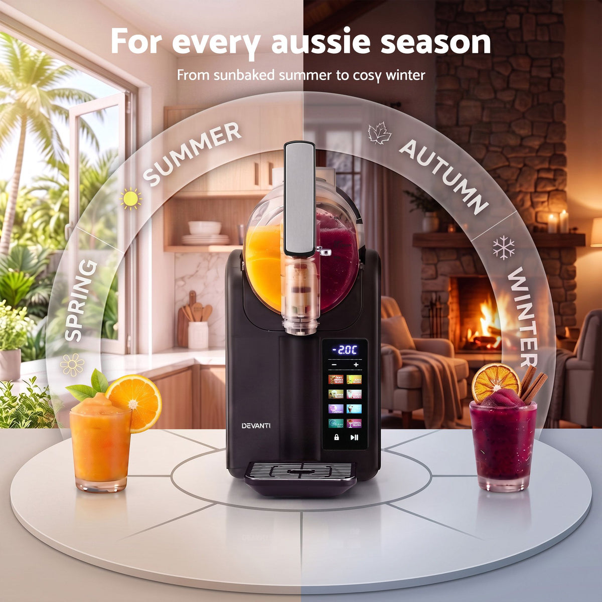 Devanti Slushie Machine 2L Frozen Drink Maker Black