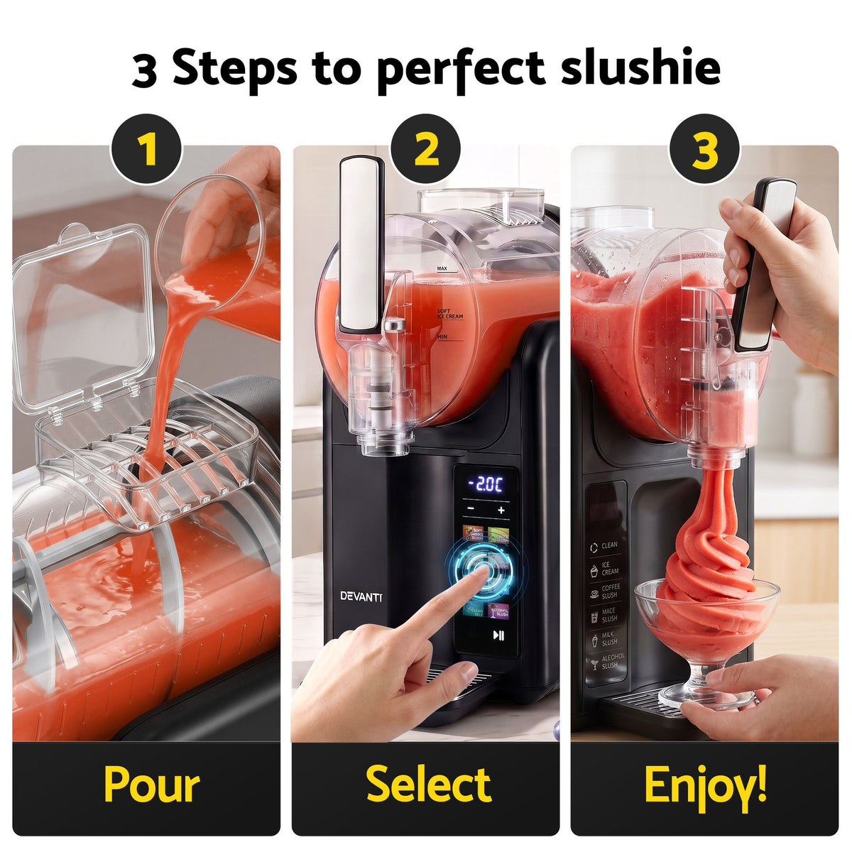 Devanti Slushie Machine 2L Frozen Drink Maker Black