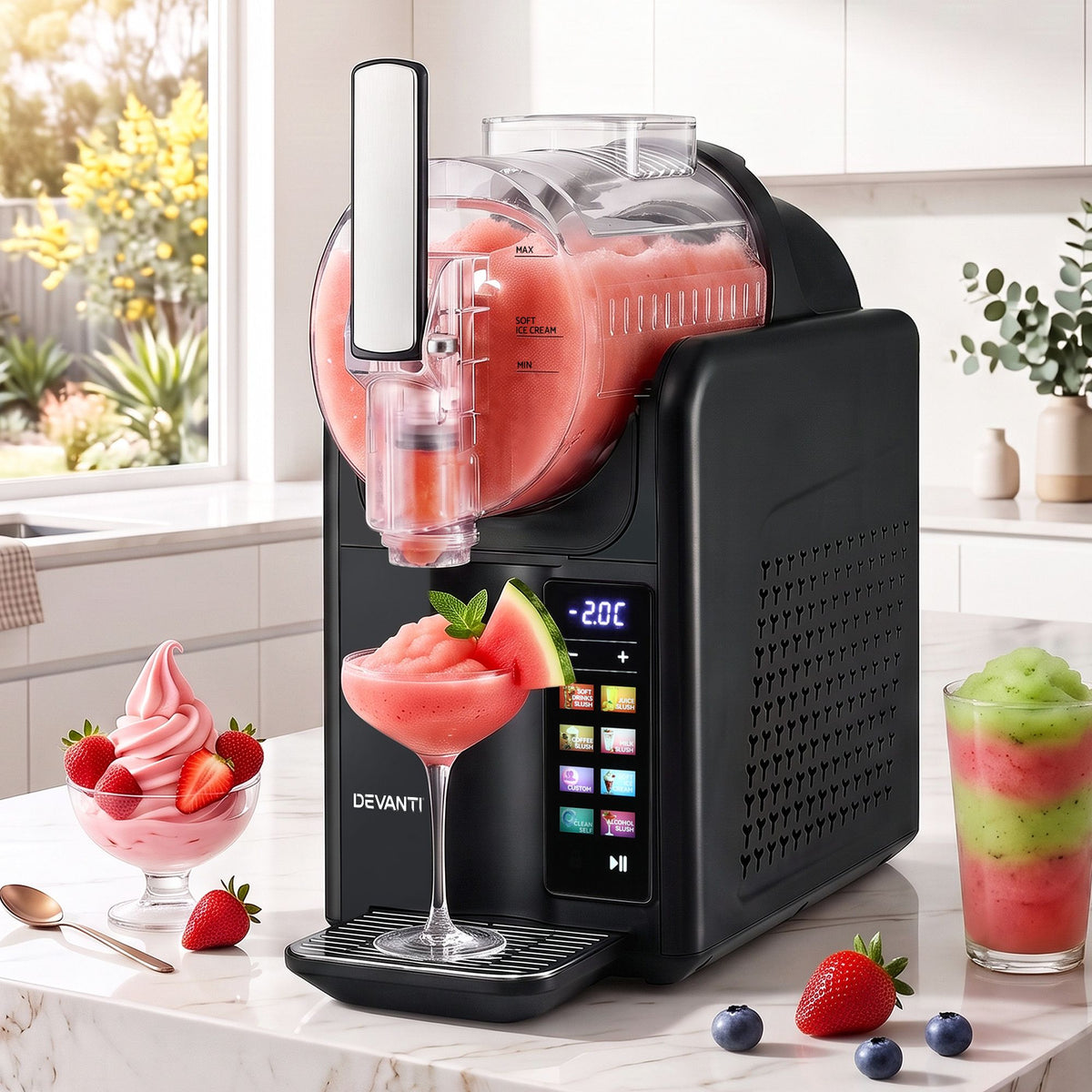 Devanti Slushie Machine 2L Frozen Drink Maker Black