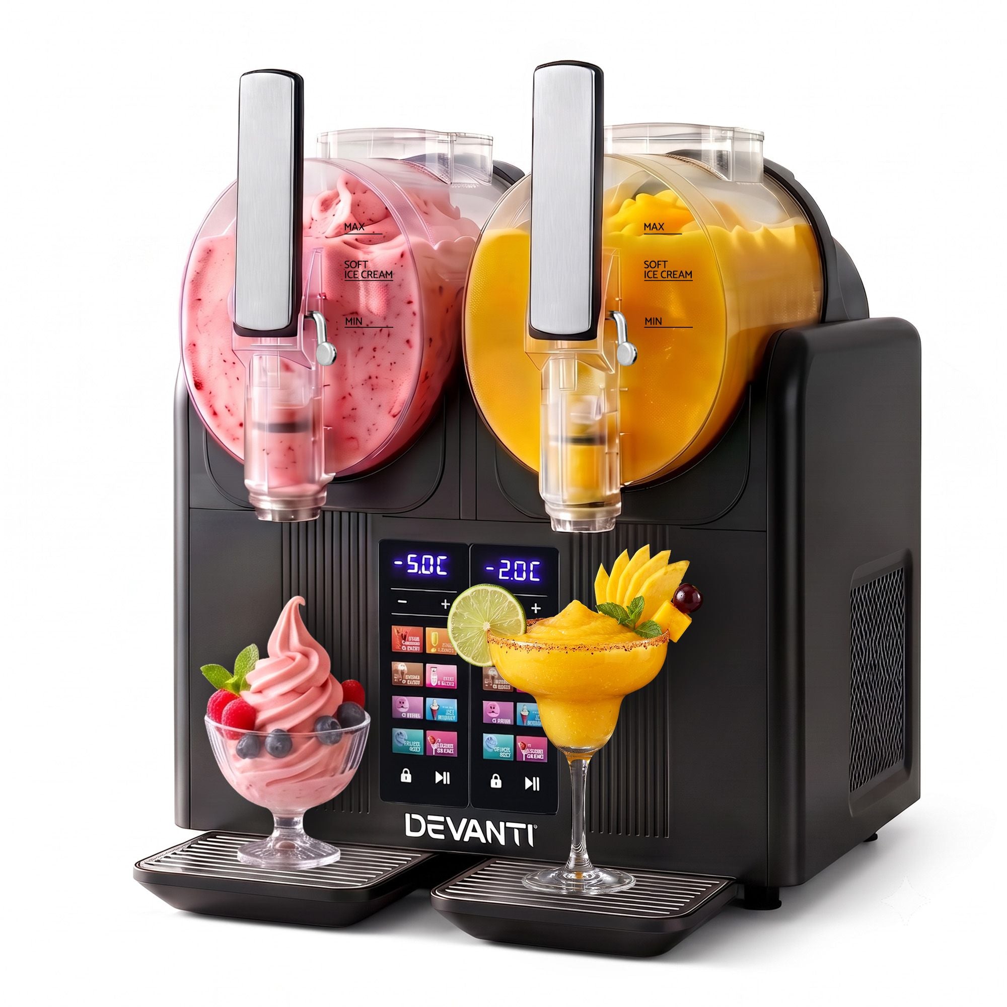 Devanti Slushie Machine 4L Dual Tanks Frozen Drink Ice Cream Maker