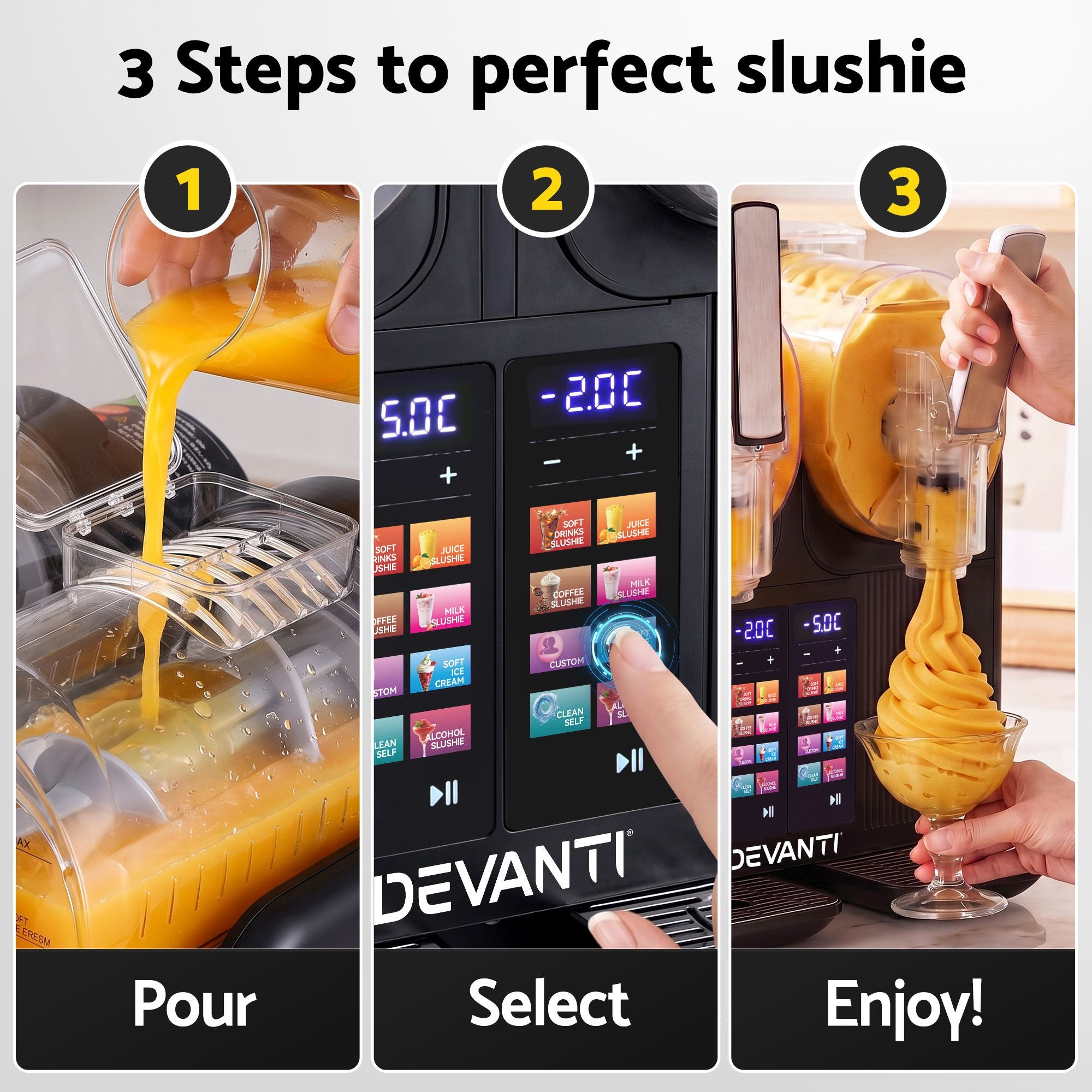 Devanti Slushie Machine 4L Dual Tanks Frozen Drink Ice Cream Maker