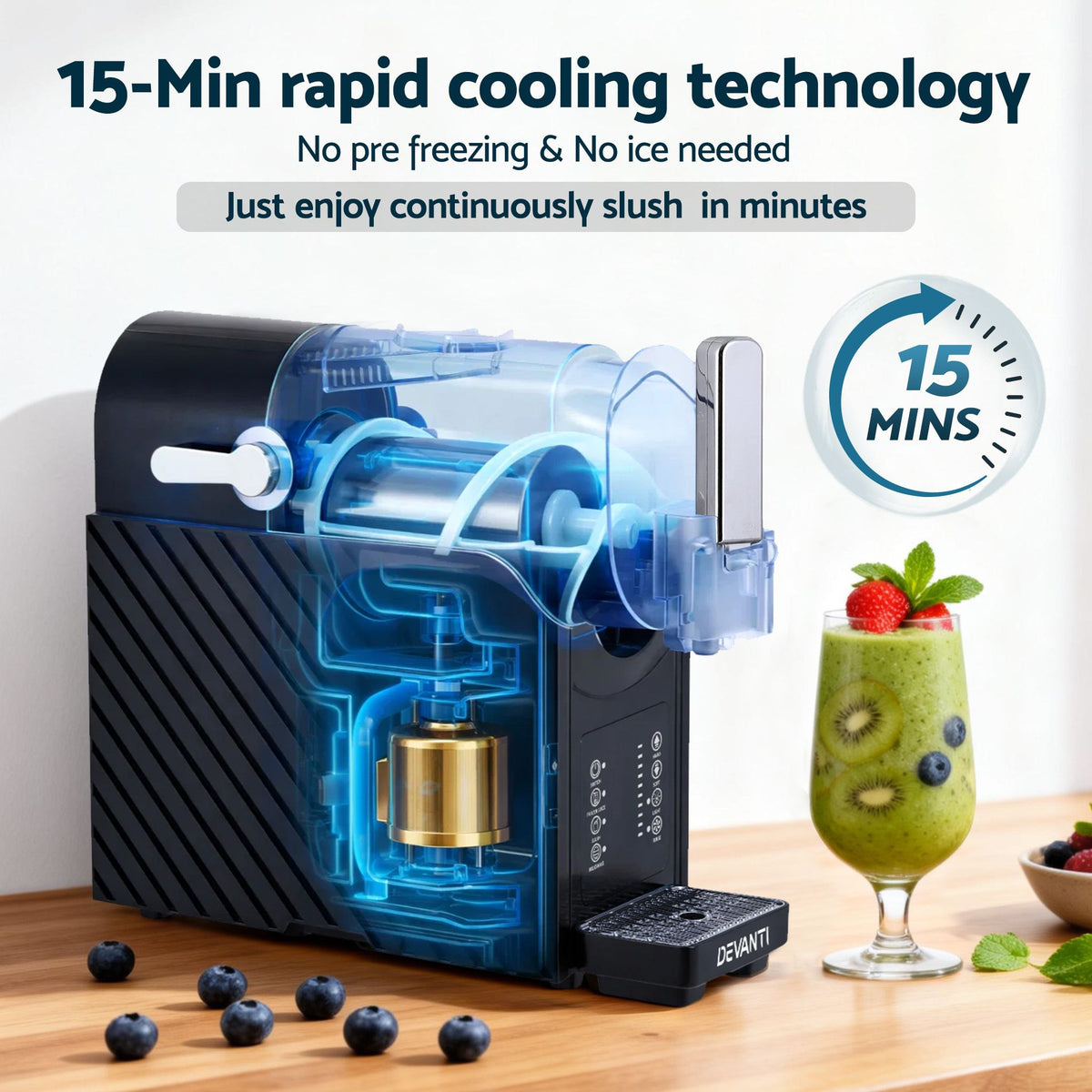 Devanti 1.8L Slushie and Milkshake Machine Maker Black