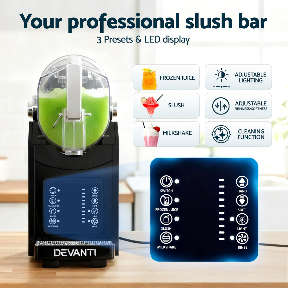 Devanti 1.8L Slushie and Milkshake Machine Maker Black