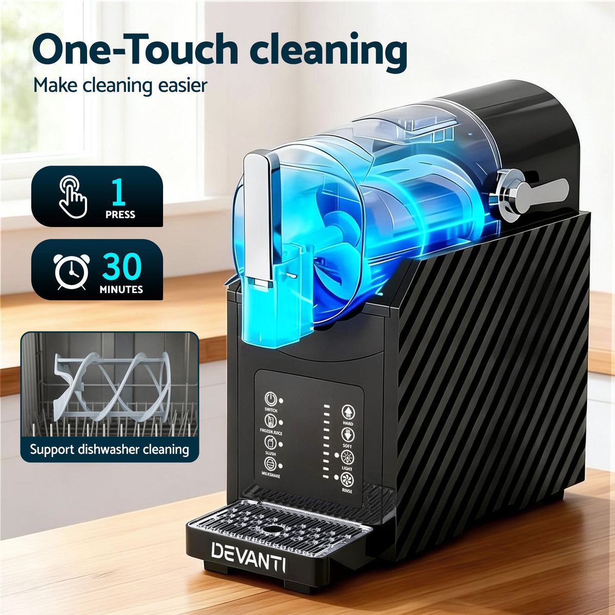 Devanti 1.8L Slushie and Milkshake Machine Maker Black
