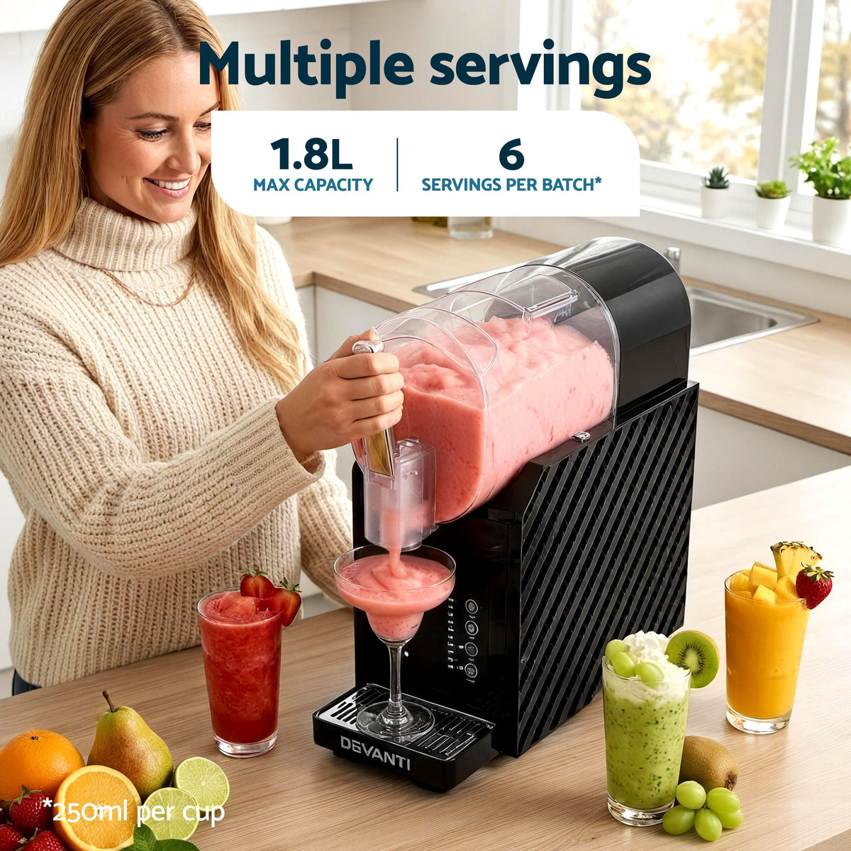 Devanti 1.8L Slushie and Milkshake Machine Maker Black