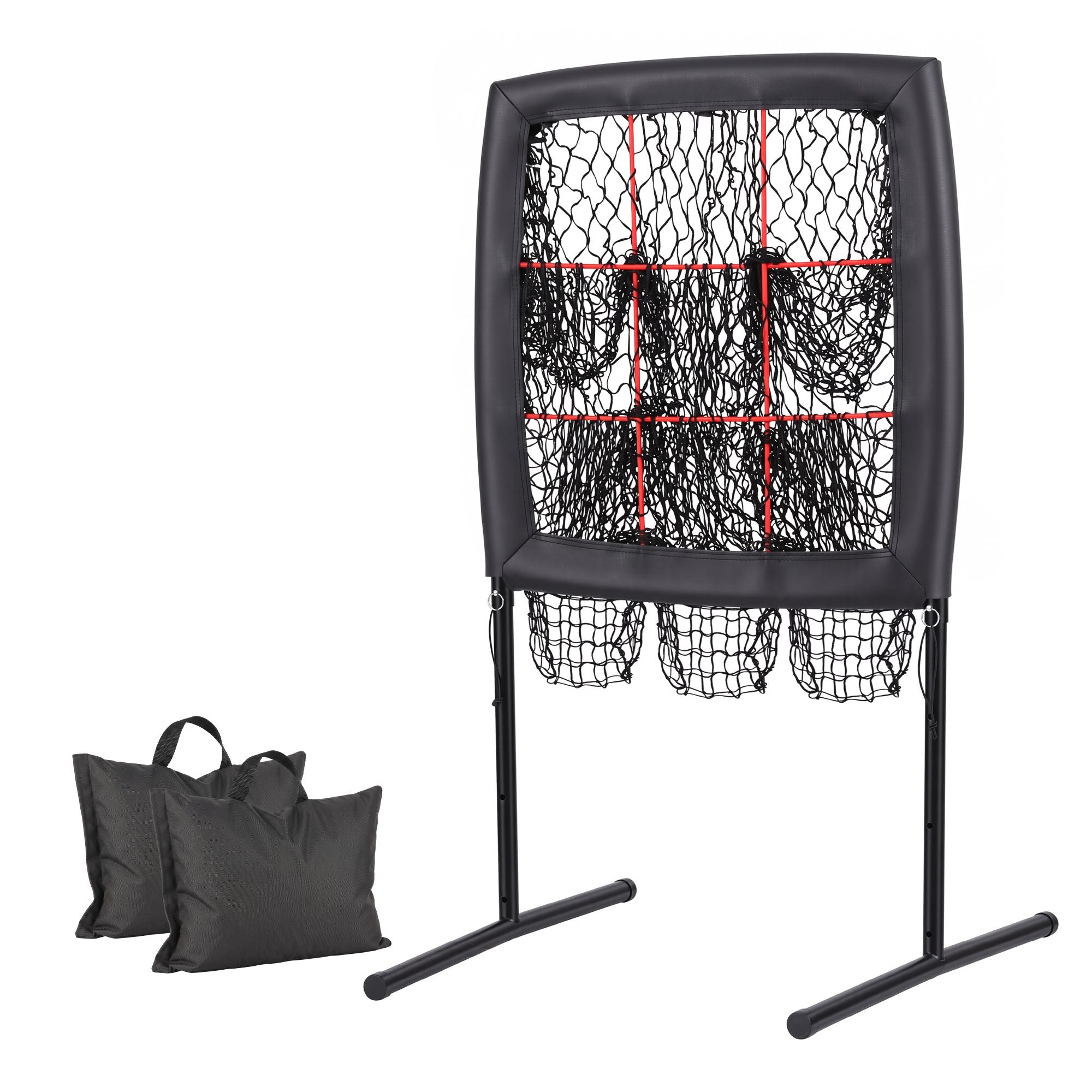 Everfit Baseball Pitching Net Training Target Softball Practice 9 Hole Black