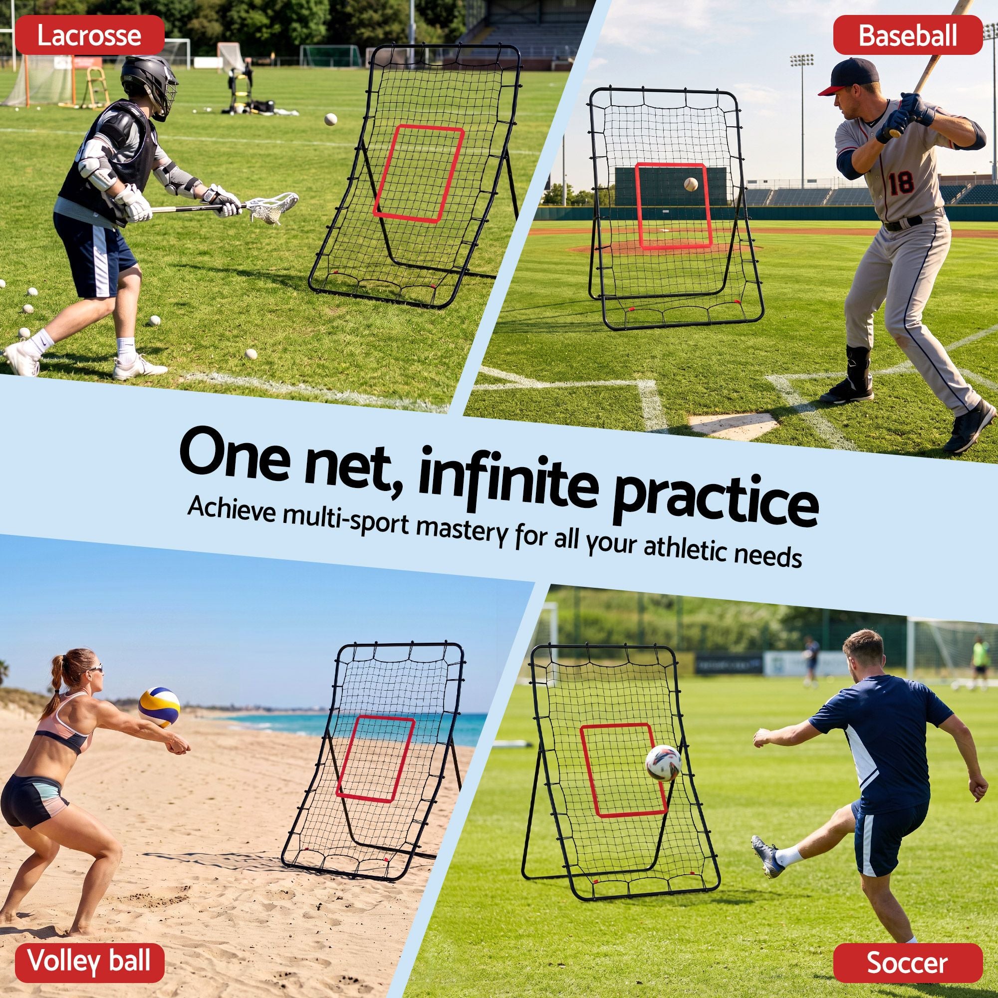 Everfit Baseball Rebounder Net Pitching Practice Target Screen 143cm
