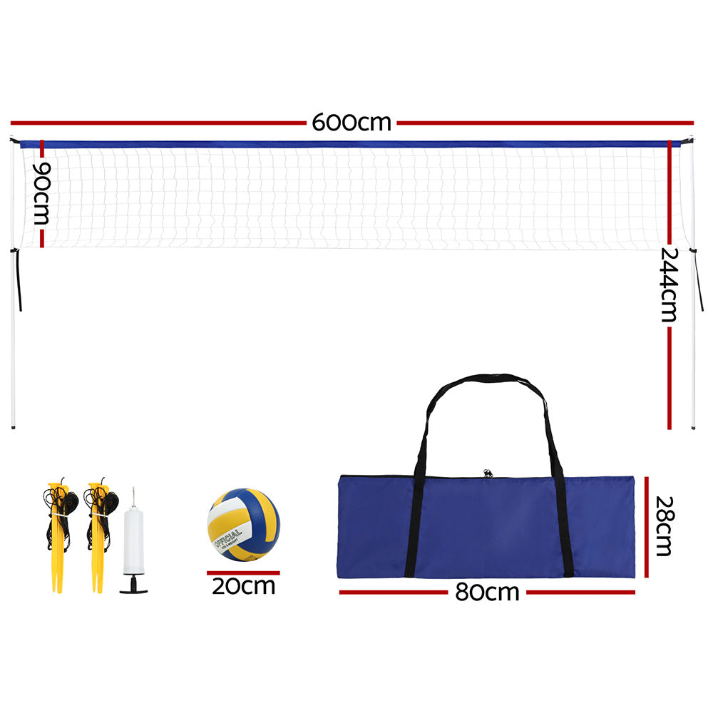 Everfit 6m Multi-Sport Portable Net Set Adjustable Height Volleyball Badminton Tennis