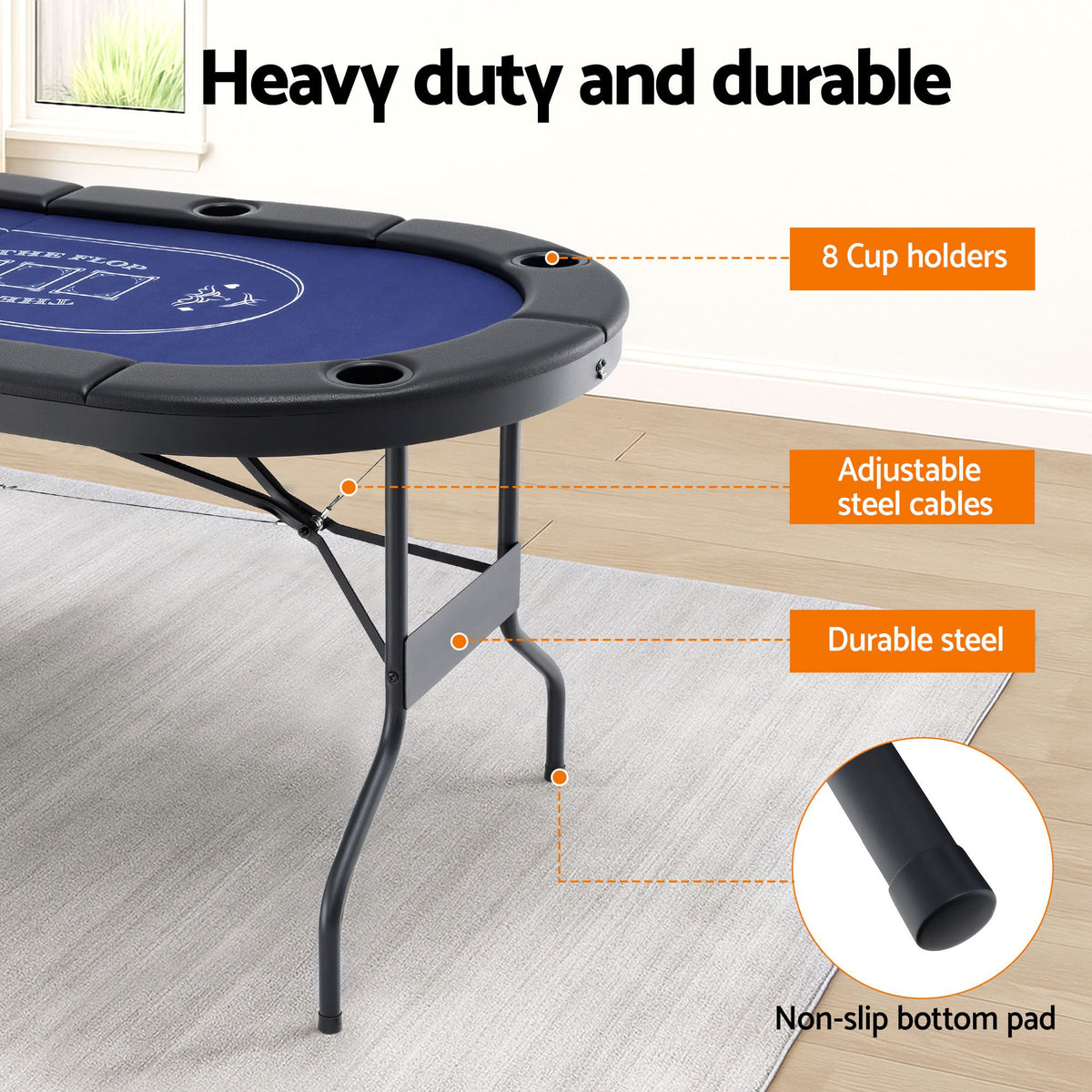 Folding Poker Table 8 Player 183cm Card Game Table Top