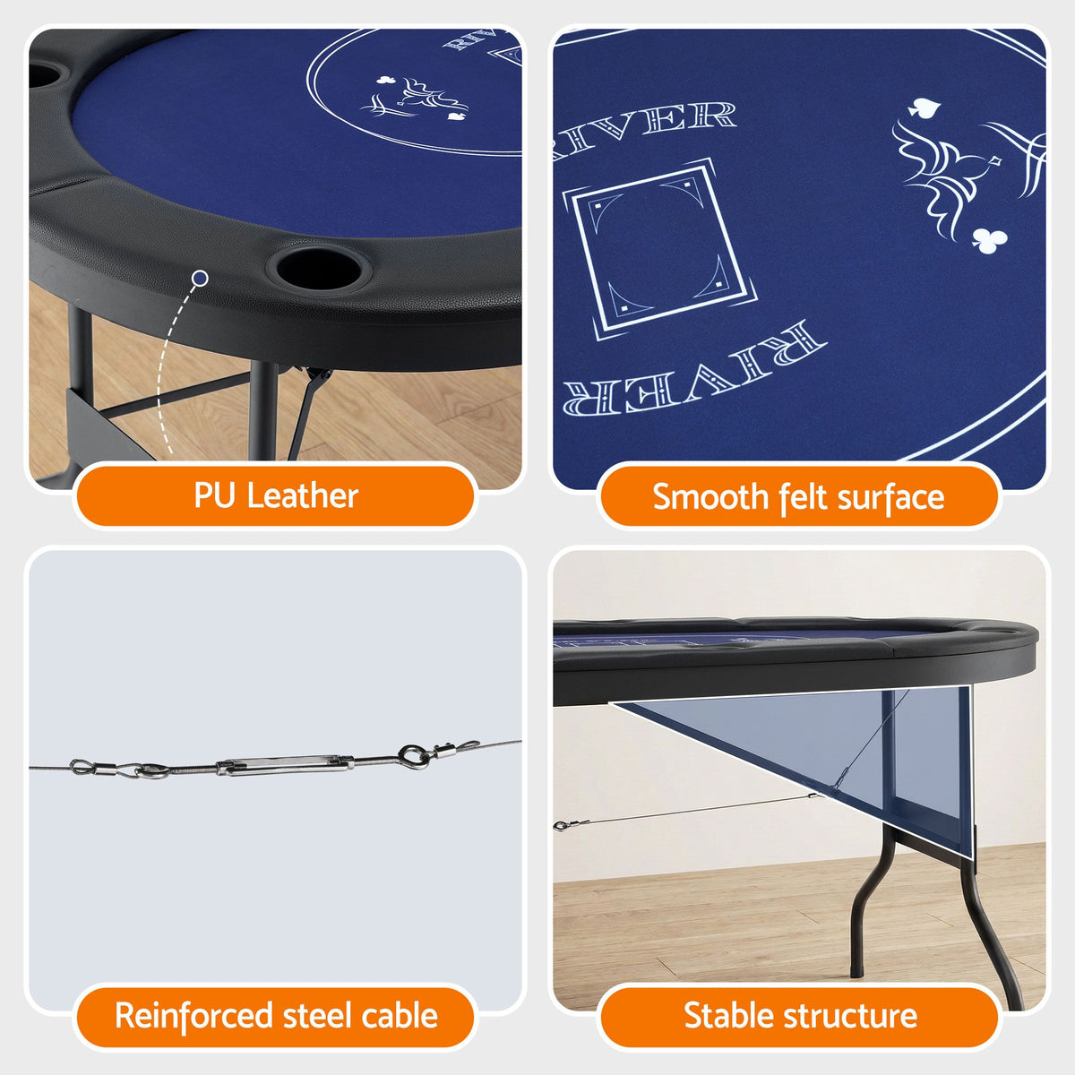 Folding Poker Table 8 Player 183cm Card Game Table Top