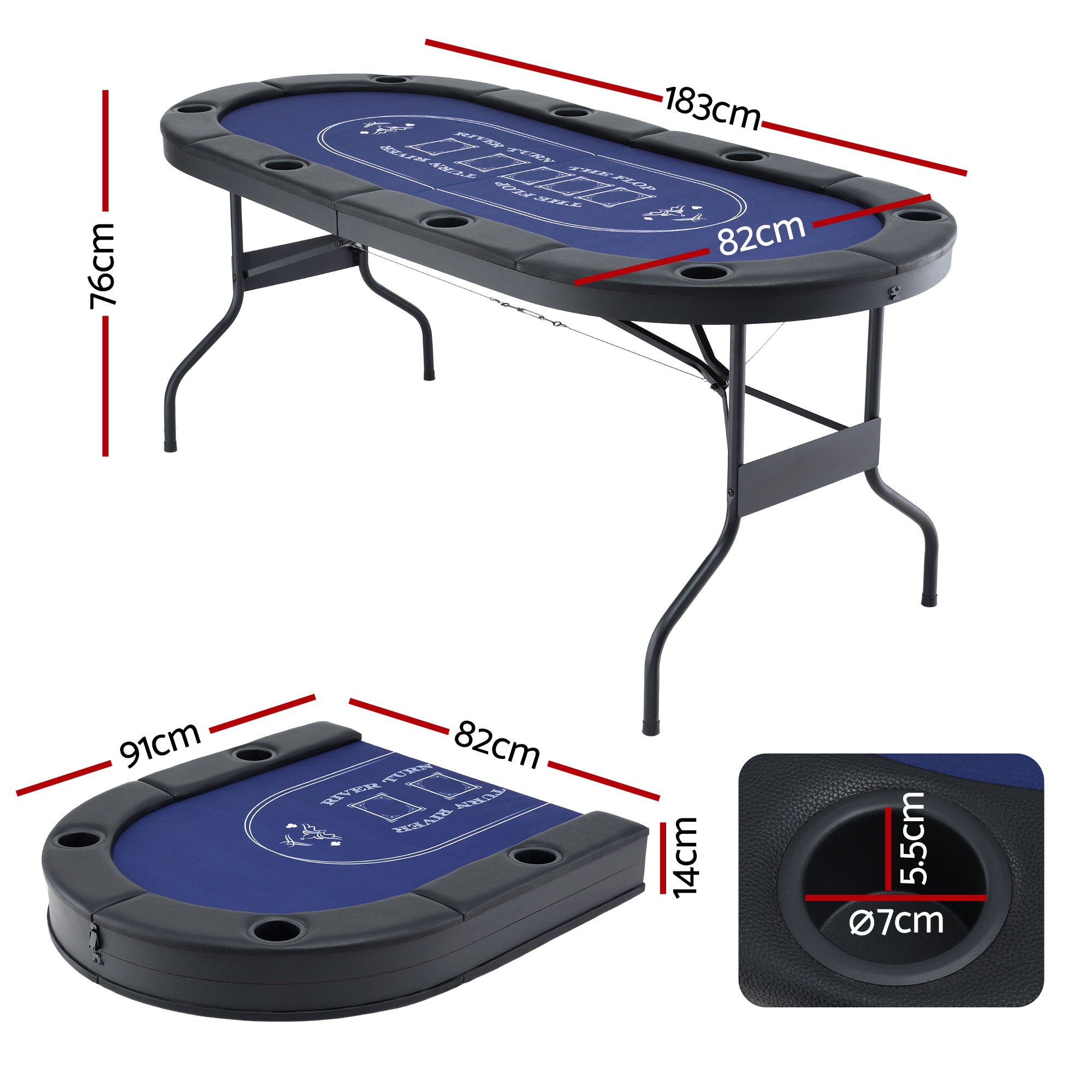Poker Table Top Folding Poker Table 8 Player 183cm