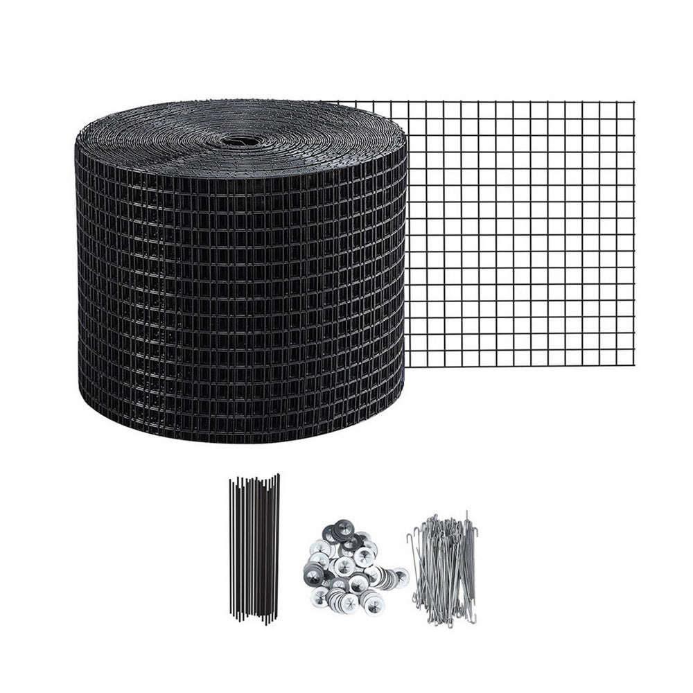 Gardeon 20cm x 30M Solar Panel Bird Guard Mesh Kit Black Rust-Proof PVC Coating