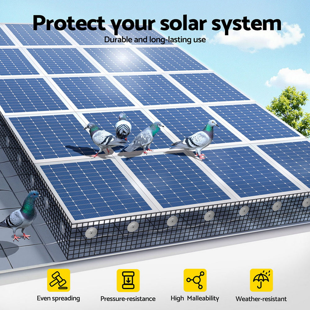 Gardeon 20cm x 30M Solar Panel Bird Guard Mesh Kit Black Rust-Proof PVC Coating