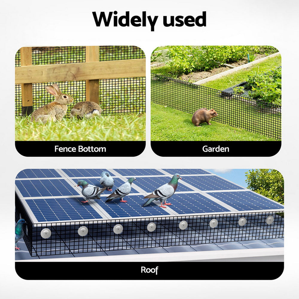 Gardeon 20cm x 30M Solar Panel Bird Guard Mesh Kit Black Rust-Proof PVC Coating