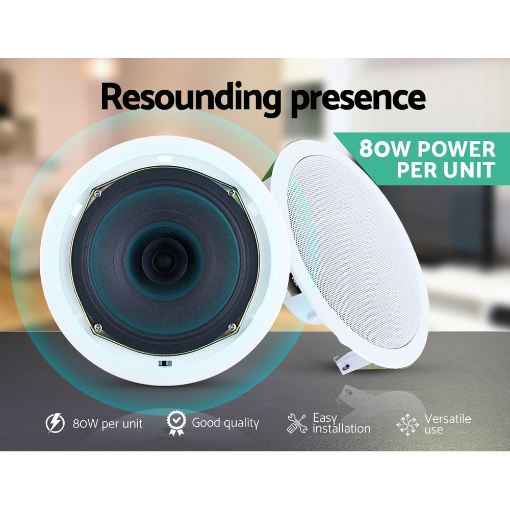 Giantz 6-Inch Ceiling Speakers Home Audio Tweeter 8-Pack White