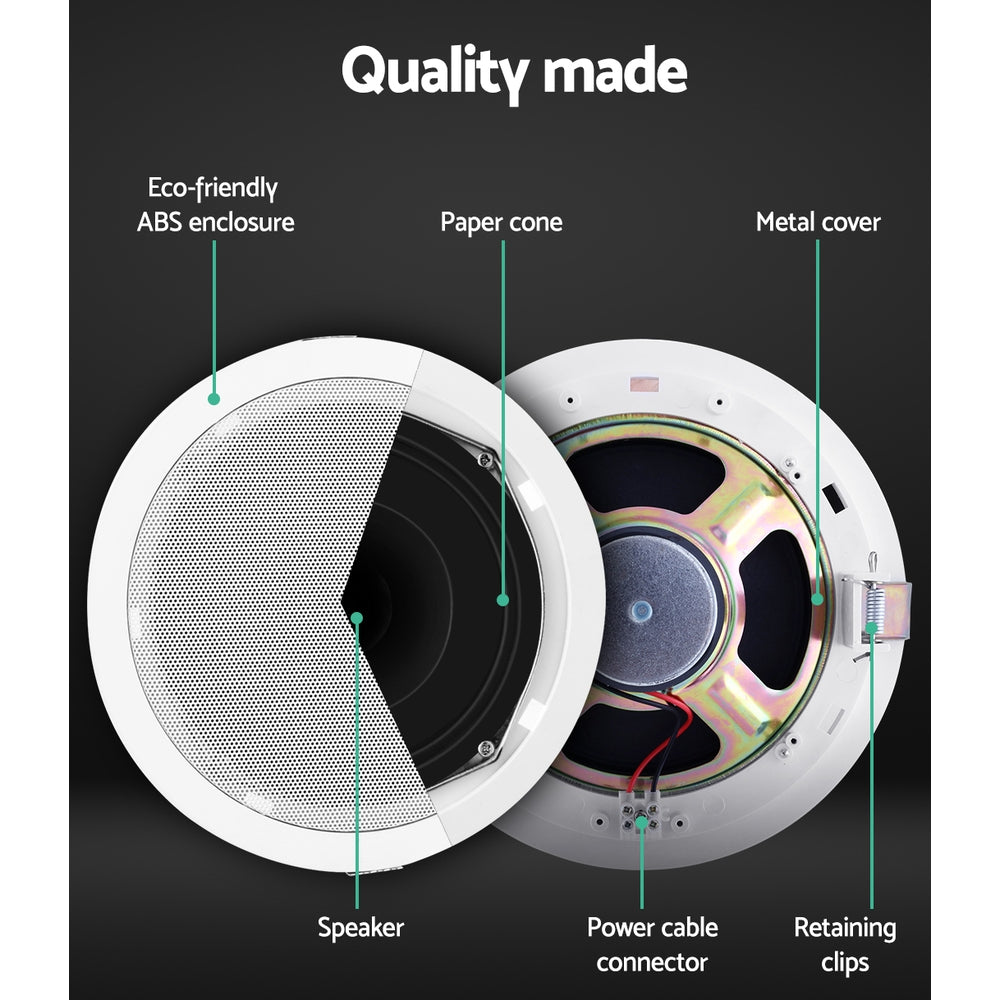 Giantz 6-Inch Ceiling Speakers Home Audio Tweeter 8-Pack White