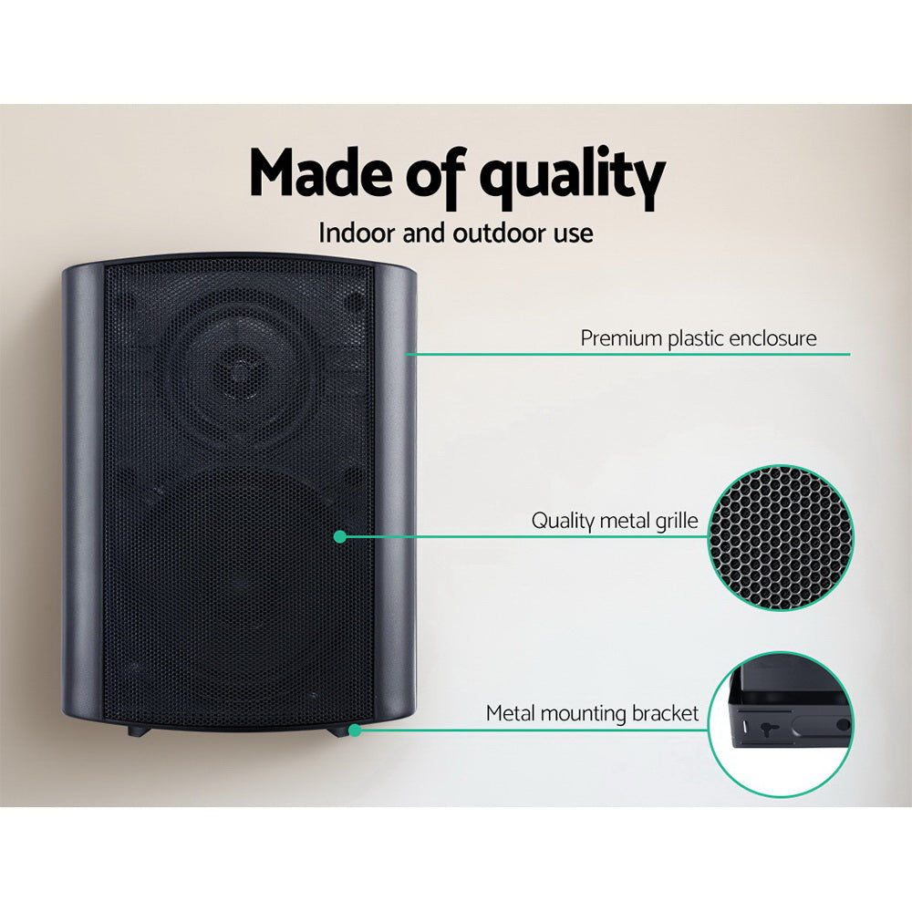 2-Way 150W Wall Speakers Indoor Outdoor Audio Black