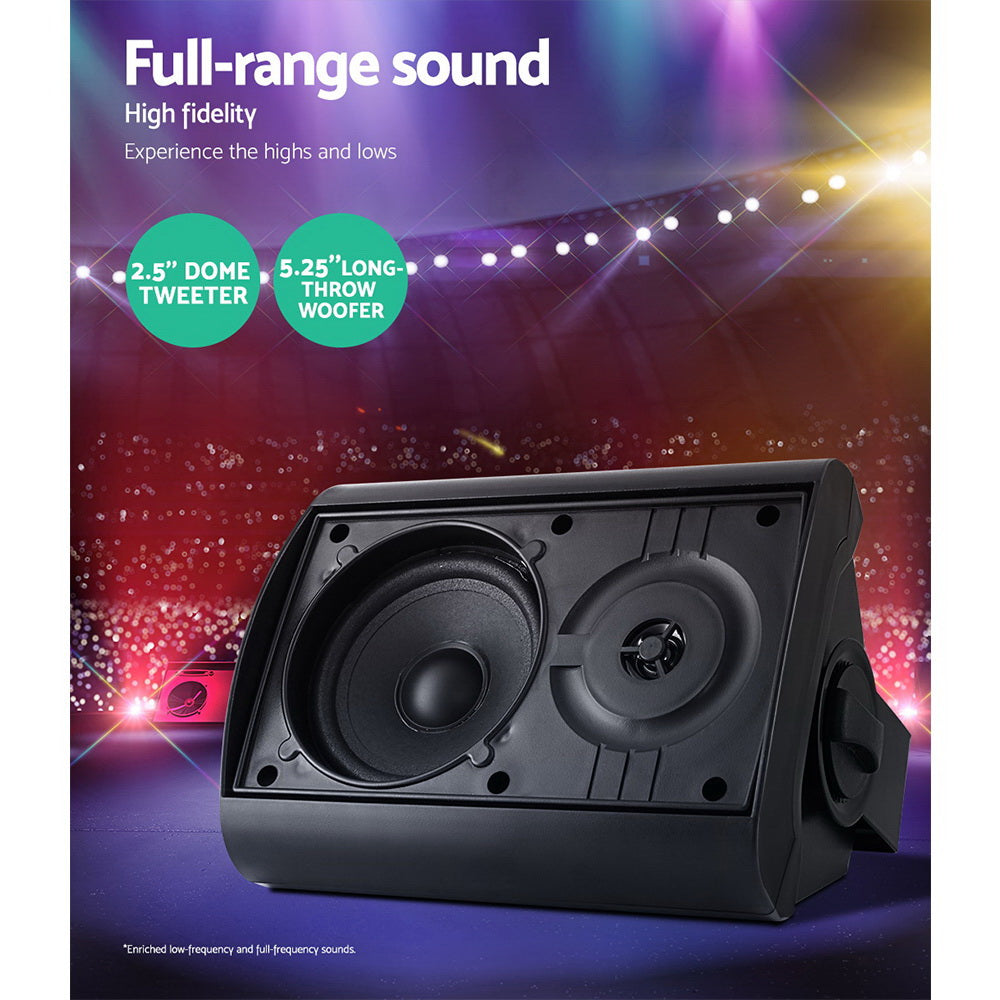 2-Way 150W Wall Speakers Indoor Outdoor Audio Black