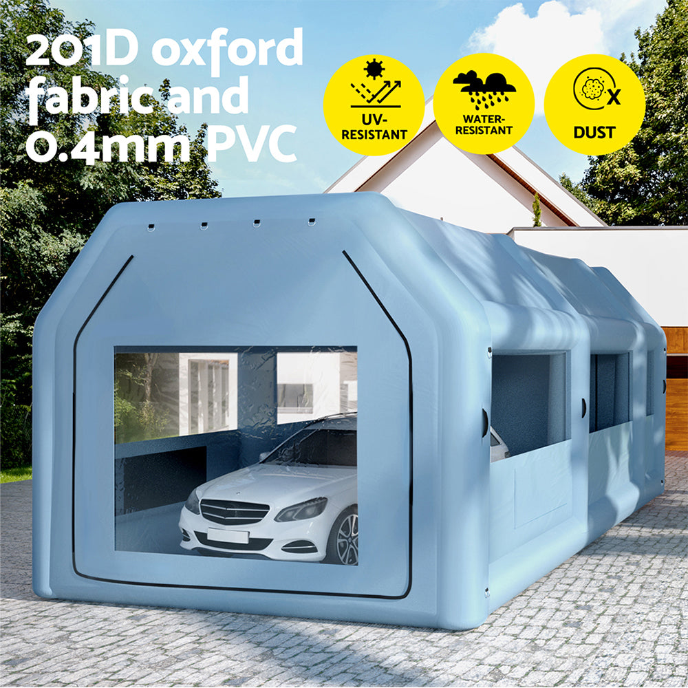 Giantz 10x5m Inflatable Spray Booth Car Paint Tent Blue Filter System 2 Blowers