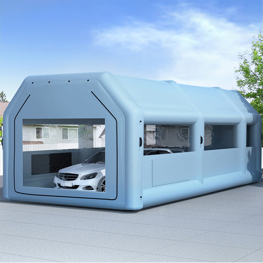 Giantz 10x5m Inflatable Spray Booth Car Paint Tent Blue Filter System 2 Blowers