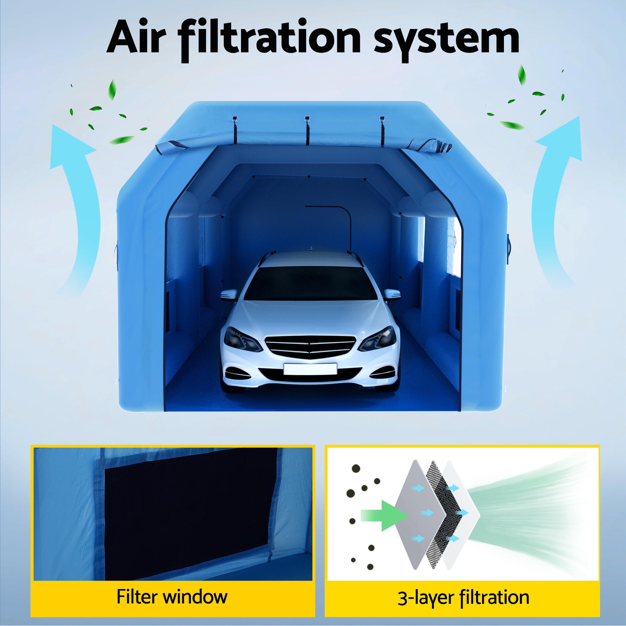 GIANTZ Inflatable Spray Booth Car Paint Tent 8.5x4.8m 2 Blowers Filter Mobile Garage Workstation