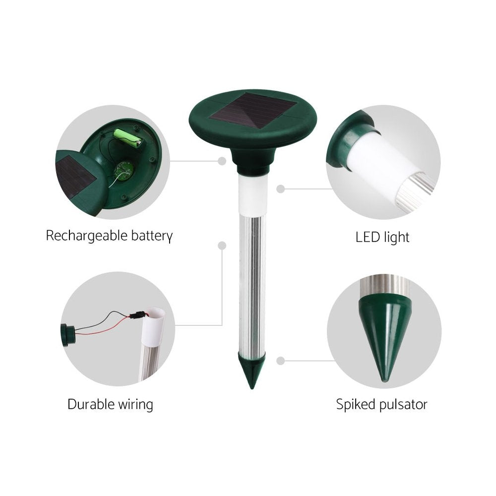 Gardeon 6-Pack LED Solar Snake Repellers Ultrasonic Pest Control