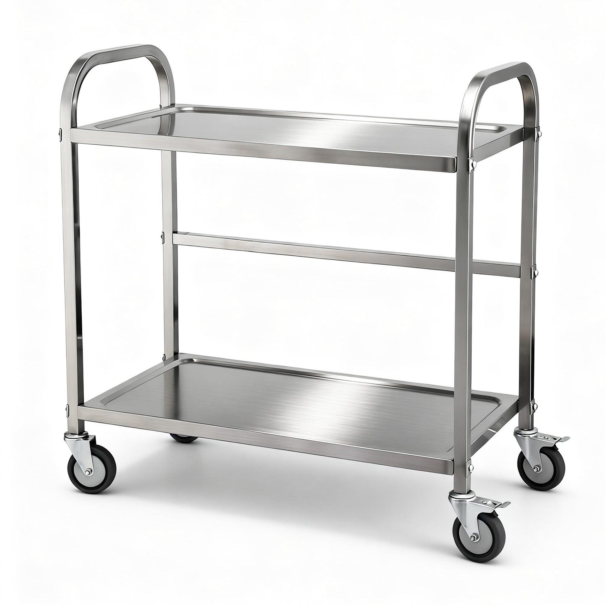 Cefito 2-Tier Stainless Steel Kitchen Trolley with Wheels 84x56x98cm