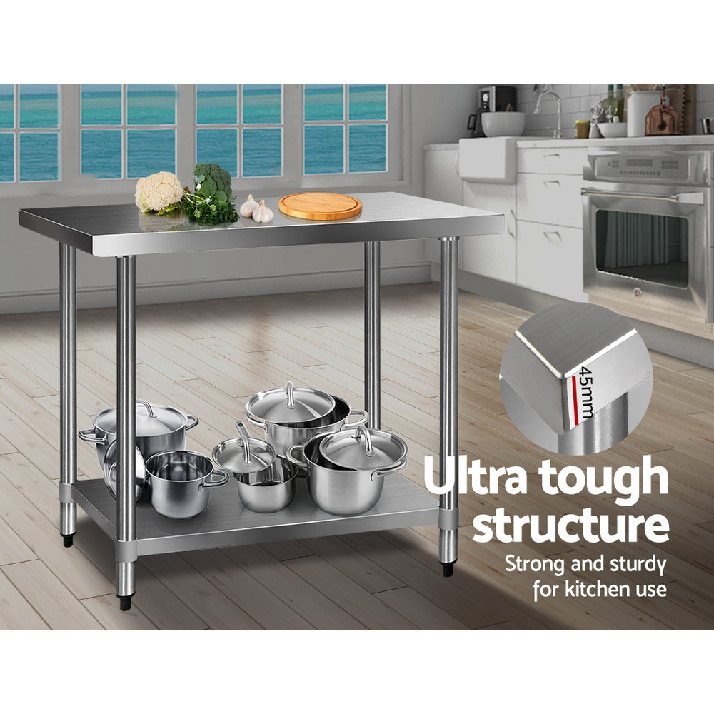 Cefito 1219x610mm Stainless Steel Kitchen Bench 304 Commercial Grade