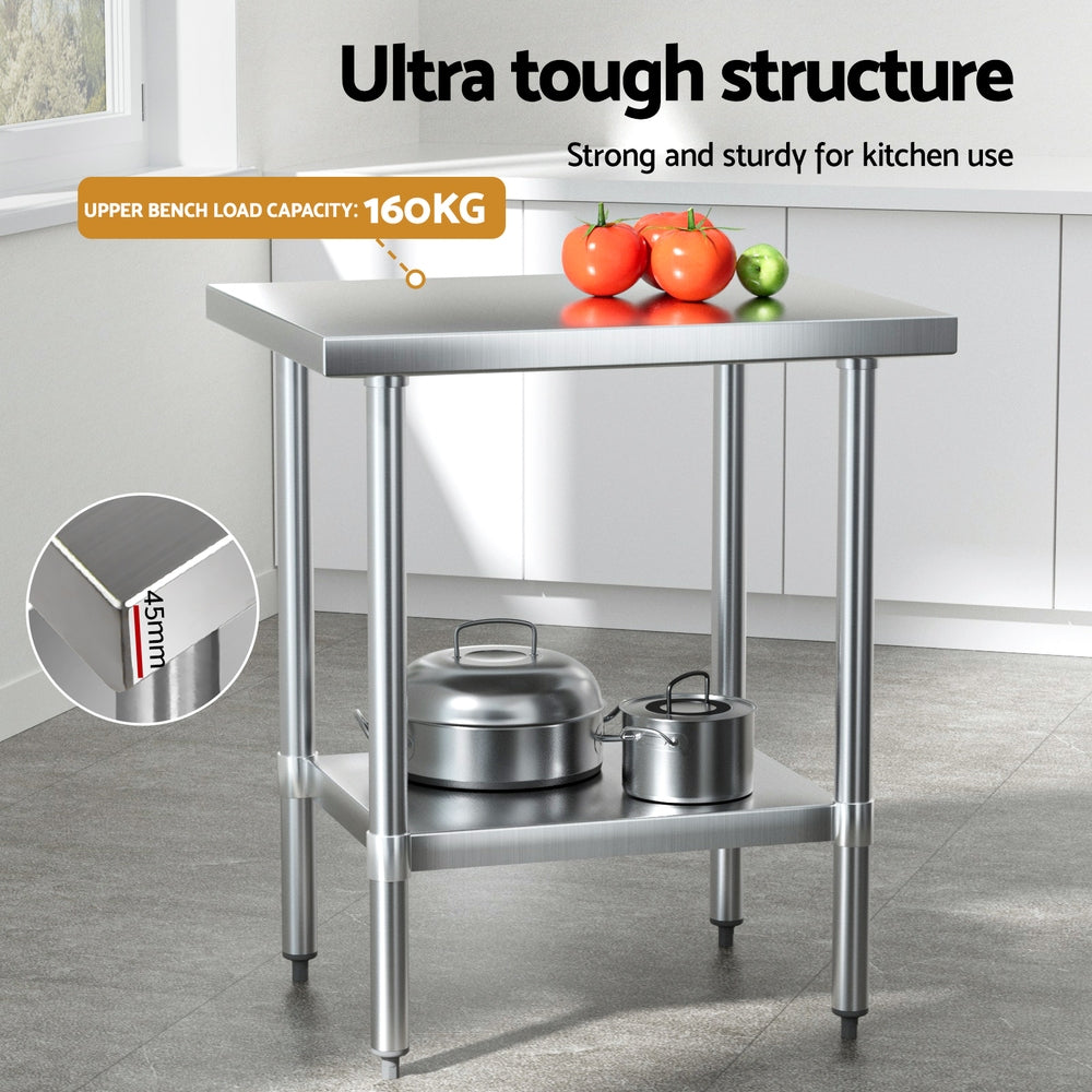 Cefito 610x760mm Stainless Steel Kitchen Work Table Adjustable Undershelf
