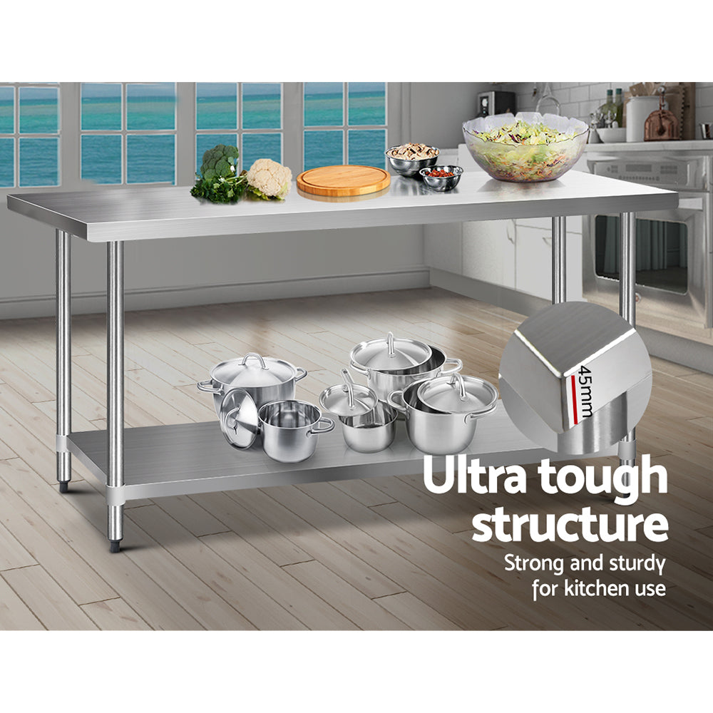 Cefito 1829x760mm Stainless Steel Kitchen Bench Commercial Grade 430