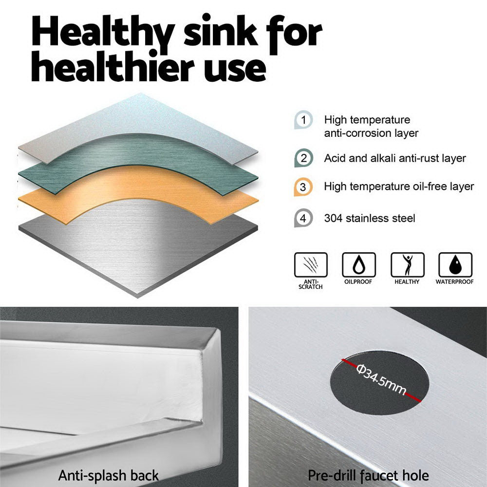 Cefito 100x60cm Stainless Steel Kitchen Sink Bench 304