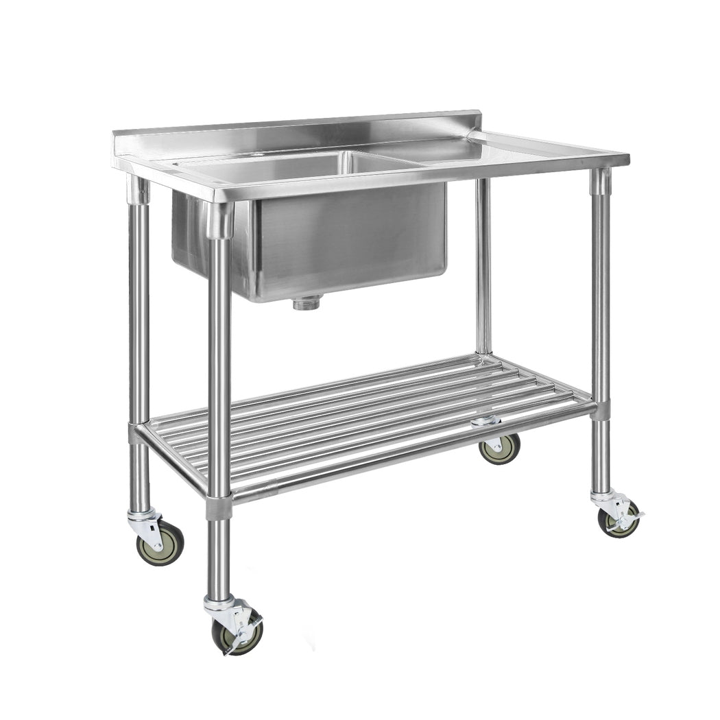 304 Stainless Steel Kitchen Sink Bench w/ Wheels, Cefito