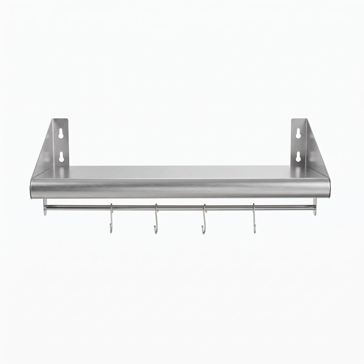 Cefito 610mm Stainless Steel Wall Shelf with Hooks and Side Guards