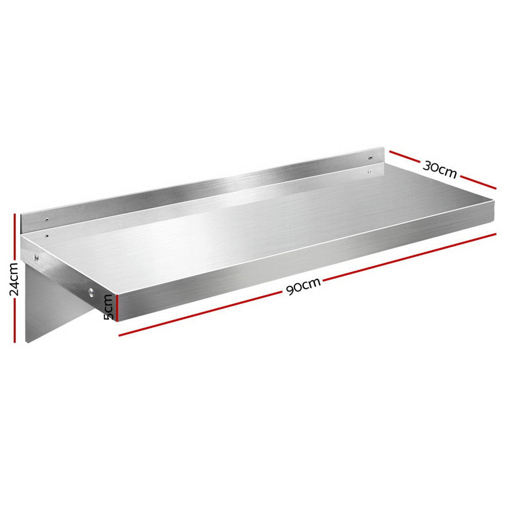 Cefito 900mm Stainless Steel Wall Shelf Mounted Rack Silver