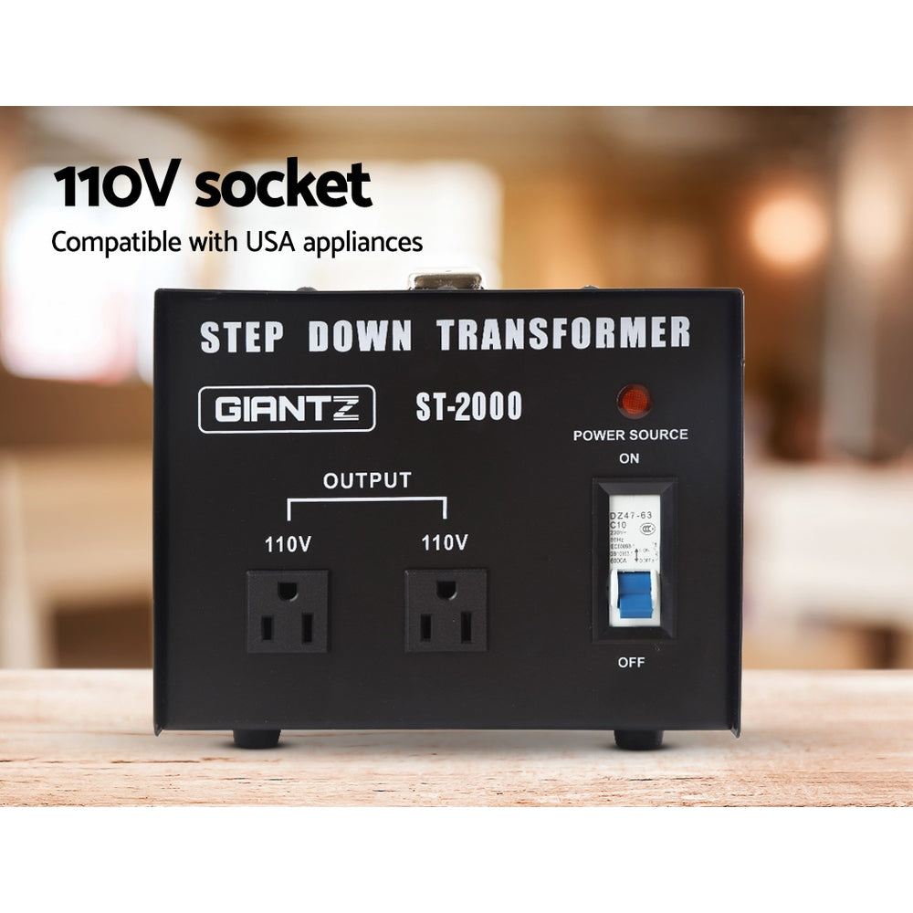 Giantz 2000W Step Down Transformer Black
