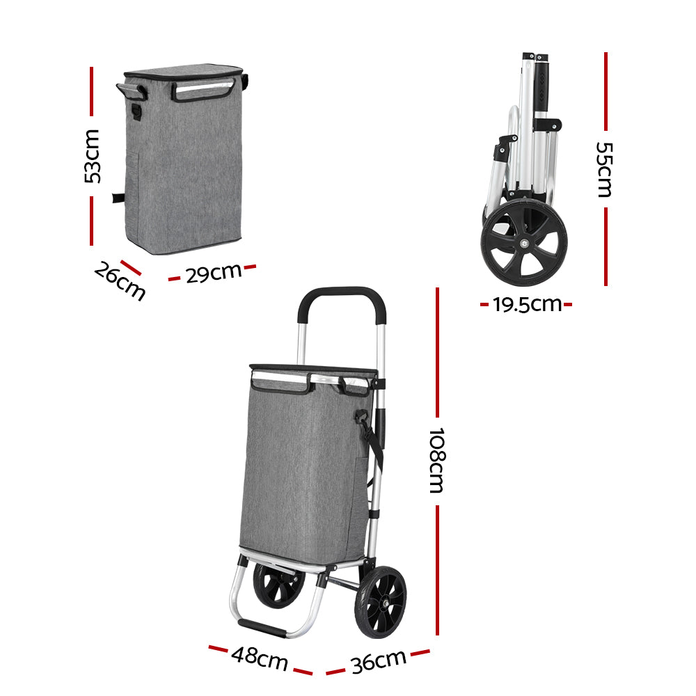 Emajin 45KG Foldable Shopping Trolley Cart Grey