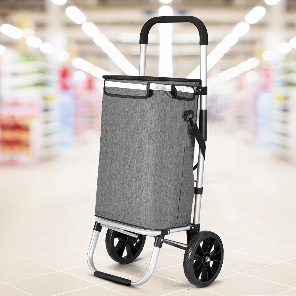 Emajin 45KG Foldable Shopping Trolley Cart Grey