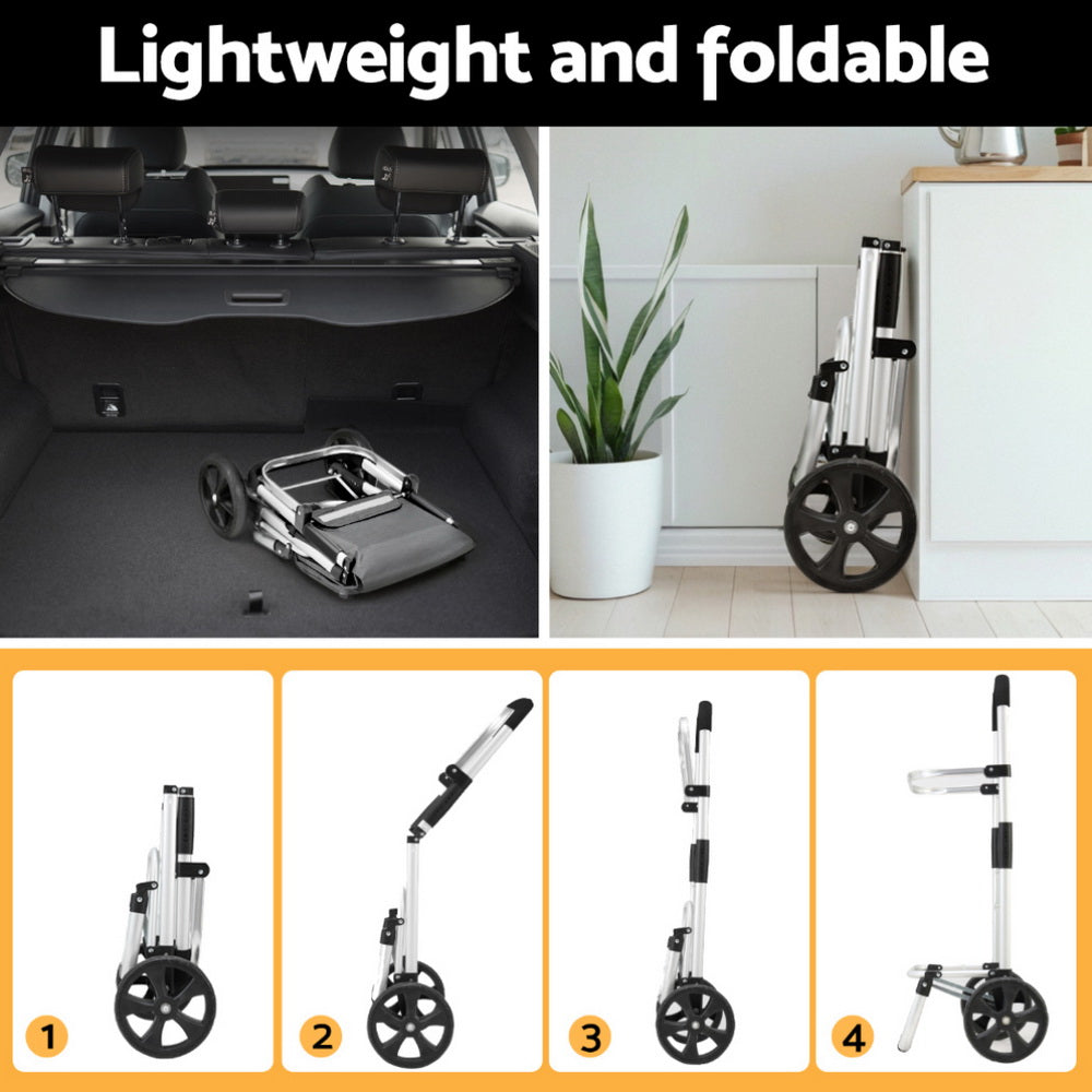 Emajin 45KG Foldable Shopping Trolley Cart Grey