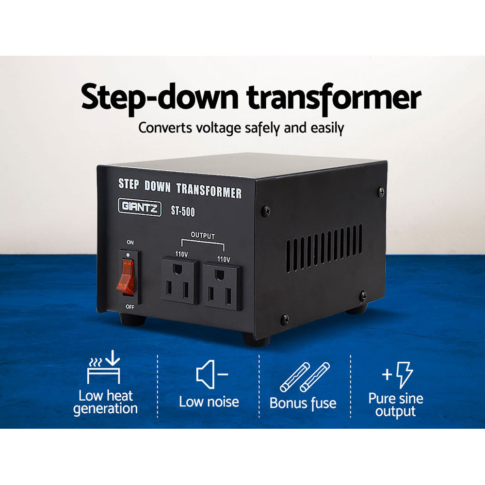 Giantz 500W Voltage Converter Step-Down Transformer 240V to 110V Black