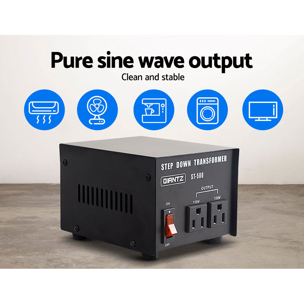 Giantz 500W Voltage Converter Step-Down Transformer 240V to 110V Black