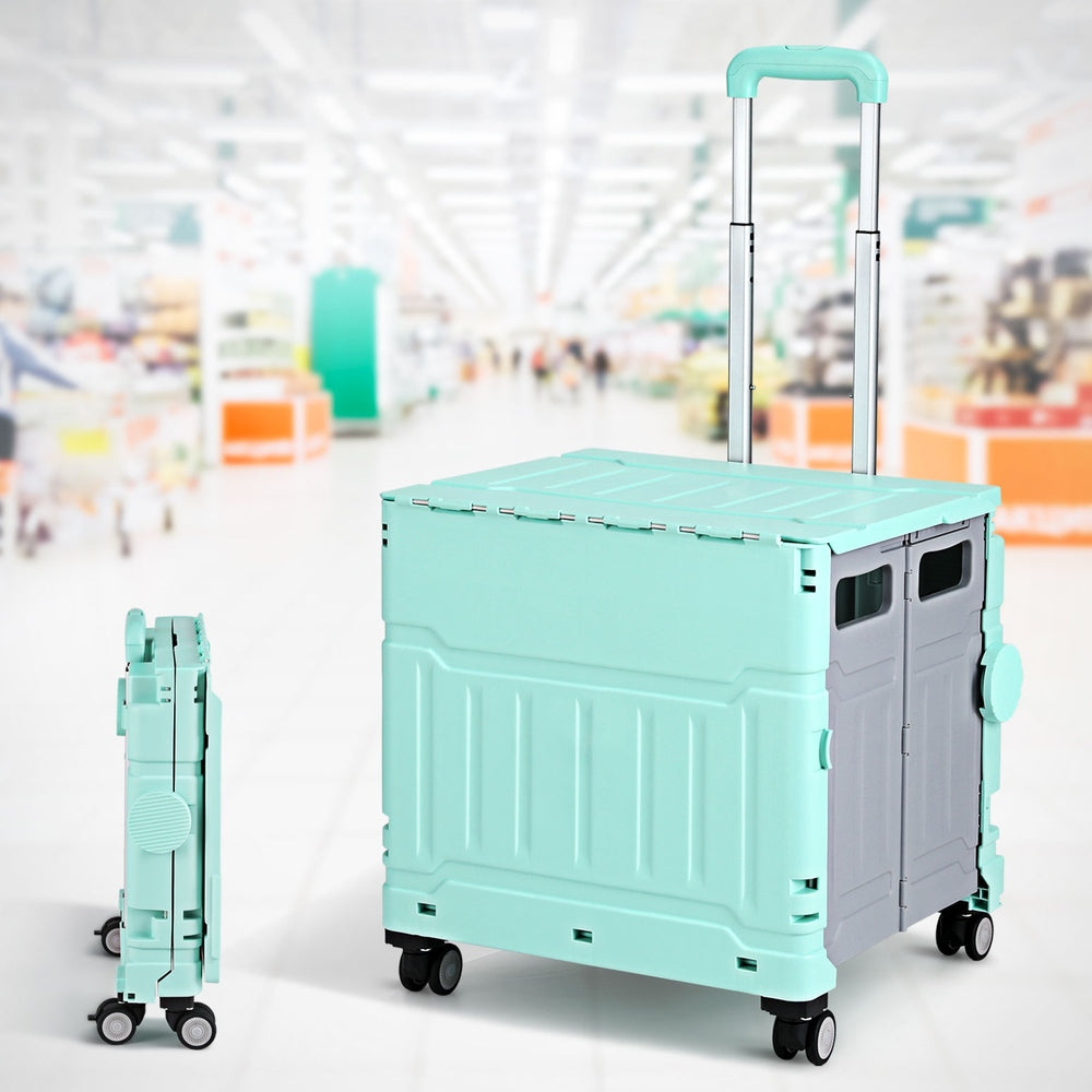 Emajin 75L Foldable Shopping Trolley Cart Green