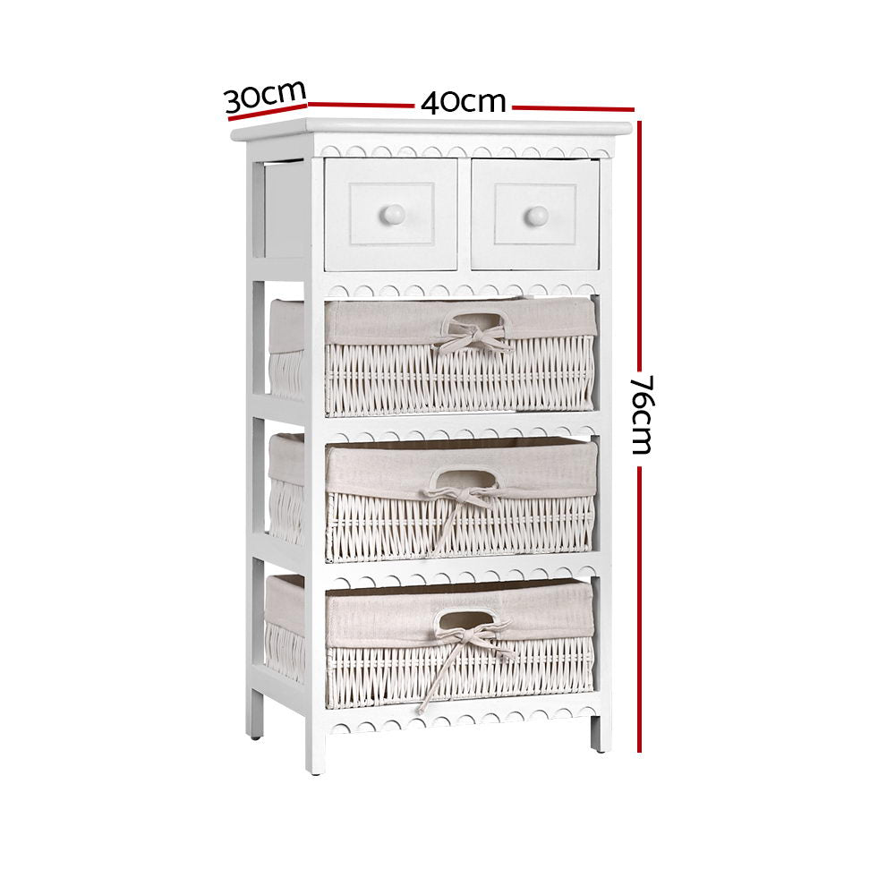 Eliot 2-Drawer Cabinet with 3 Baskets White