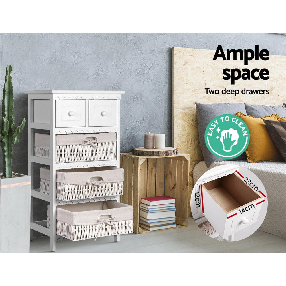Eliot 2-Drawer Cabinet with 3 Baskets White